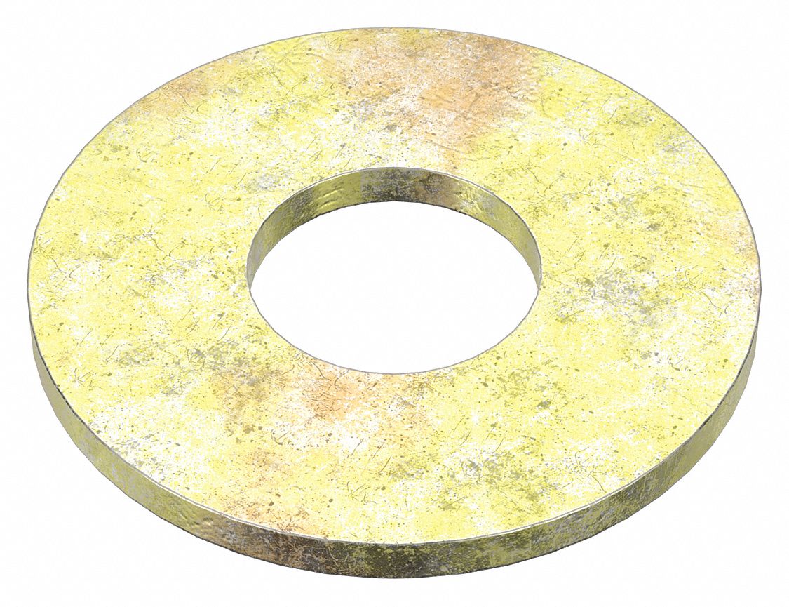 FLAT WASHER, FOR 7/16 IN SCREW, STEEL, CLASS 10.9, ZINC YELLOW, 0.469 IN ID, 50 PK