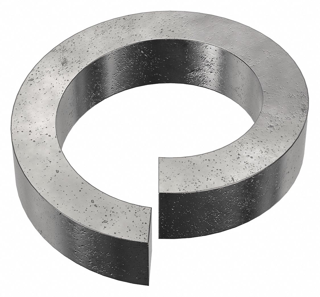 High Collar Split Lock Washer: Case Hardened, Black Oxide, Steel, 1/4 in Screw Sz, 100 PK