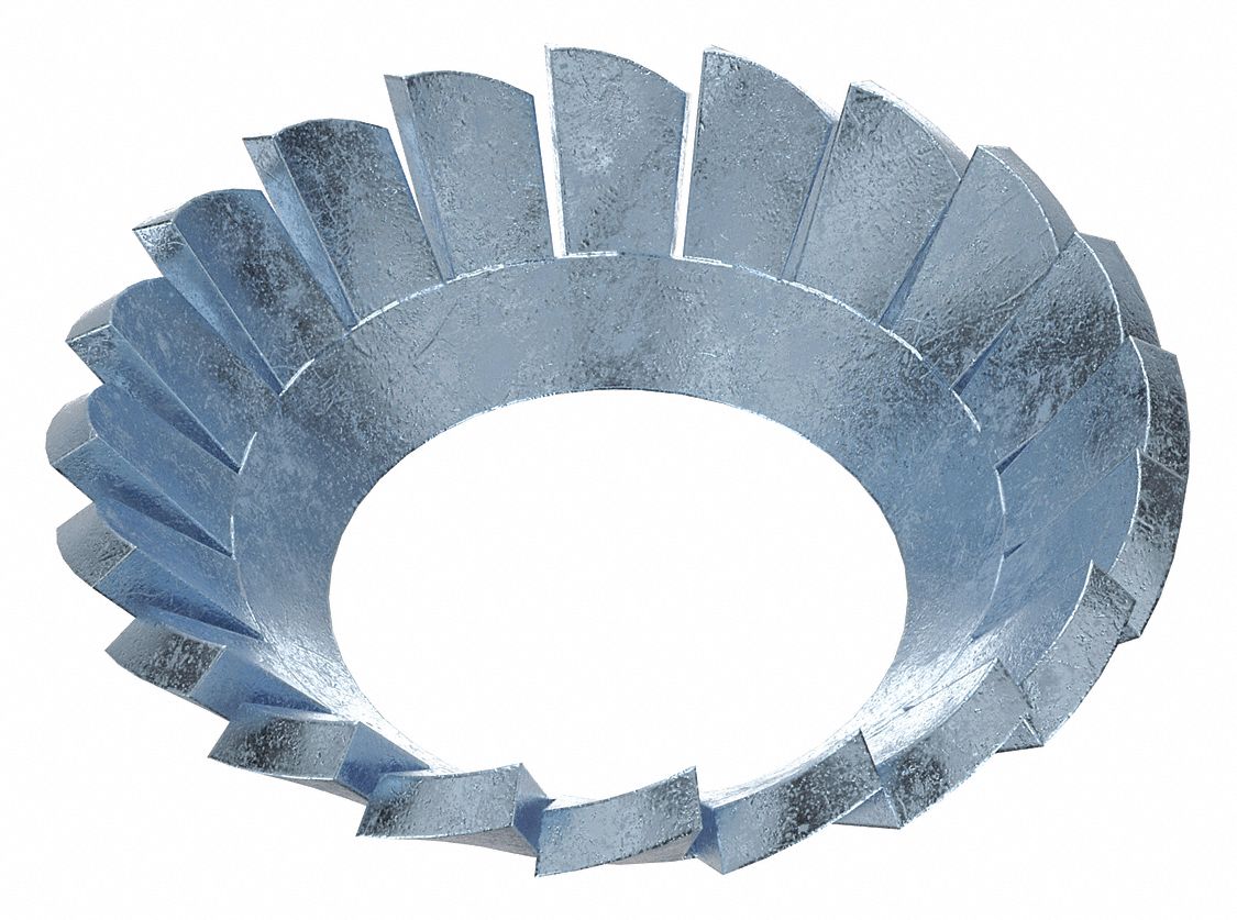 Countersunk Lock Washer: Case Hardened, Zinc Plated, Steel, #8 Screw Sz, 1/64 in Max Thick, 100 PK