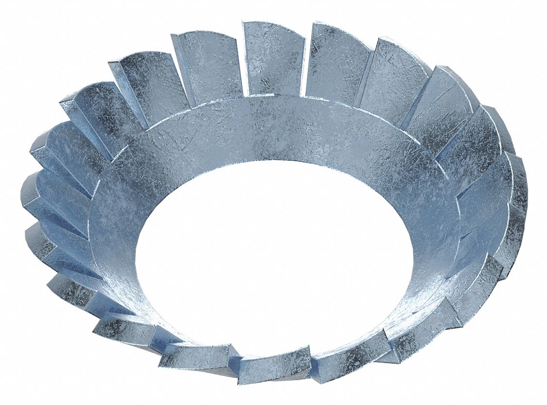Countersunk Lock Washer: Case Hardened, Zinc Plated, Steel, 1/4 in Screw Sz, Case Hardened, 100 PK