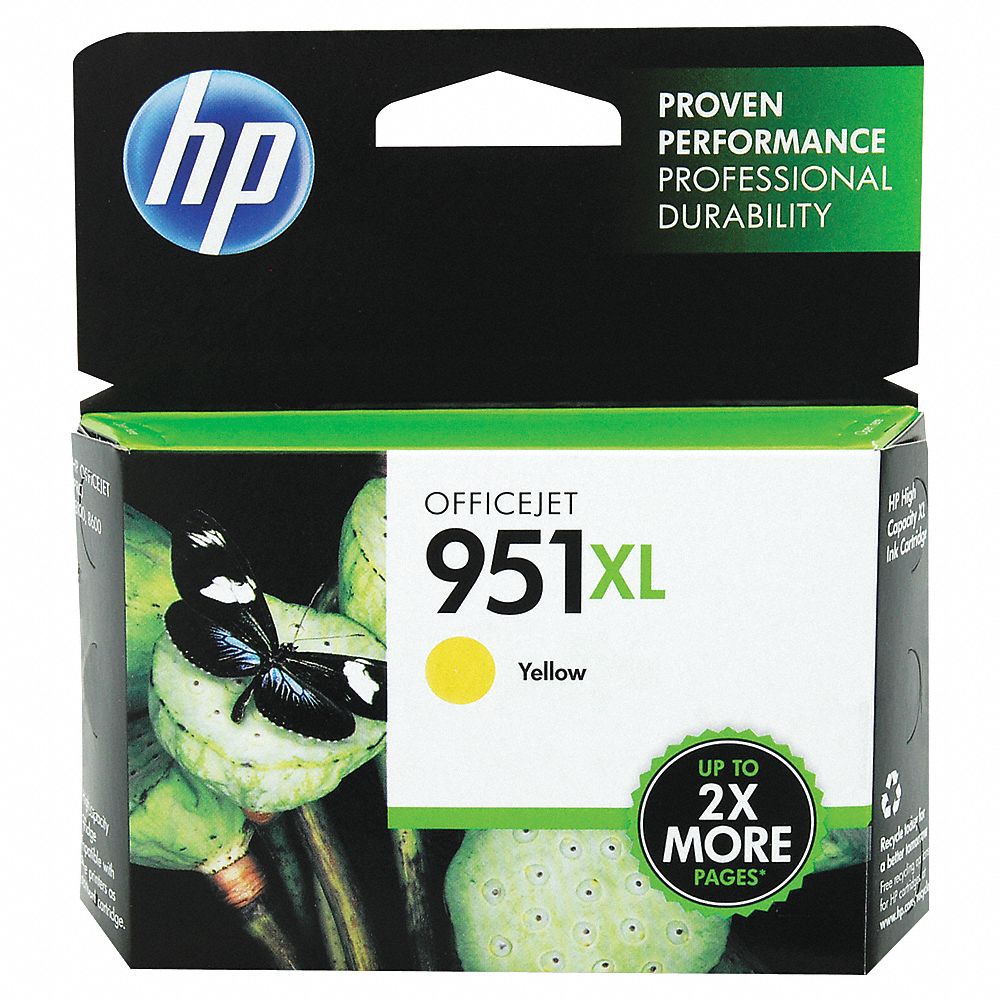 Ink Cartridge, Yellow, HP - Grainger