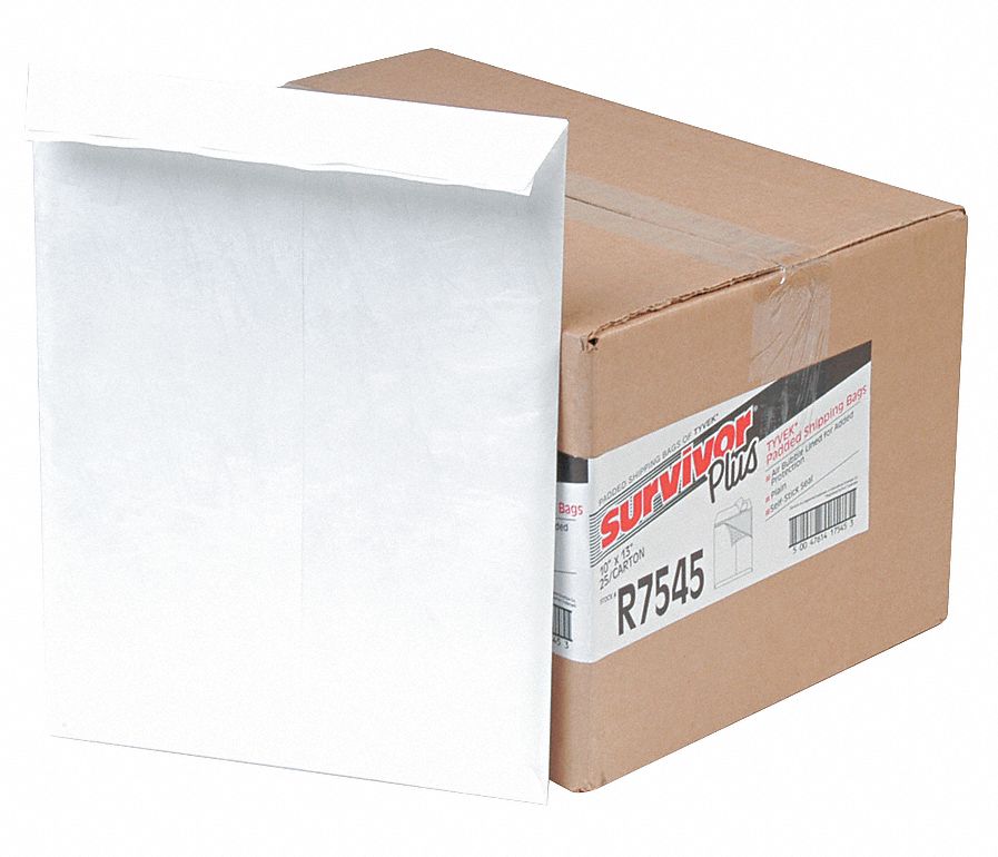 Packing List Envelope: 13 in Outside Ht, 13 in Outside Lg, White, 25 PK