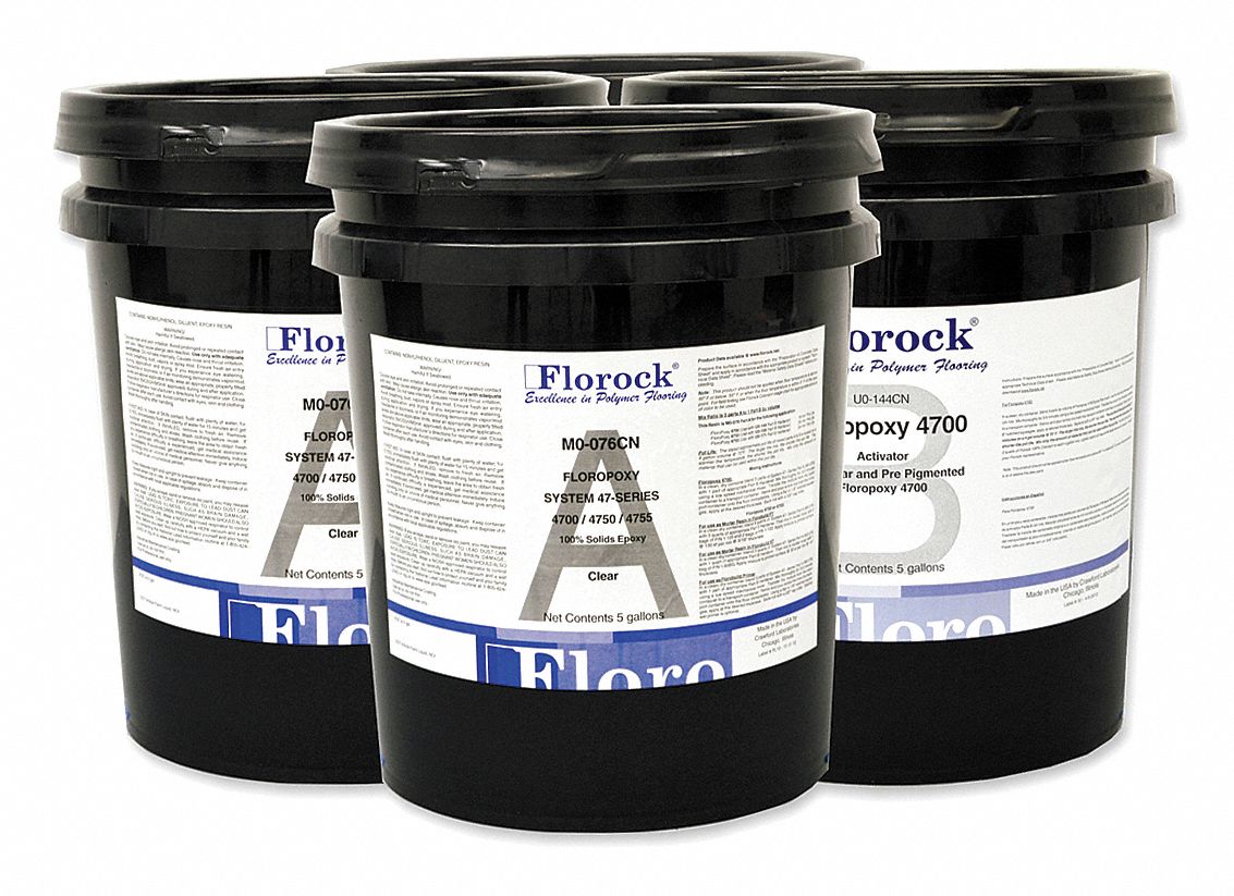 FLOROCK, Epoxy, Clear, Floor Resin 4700 Kit 19NY86M0076CN/U0144CN Grainger