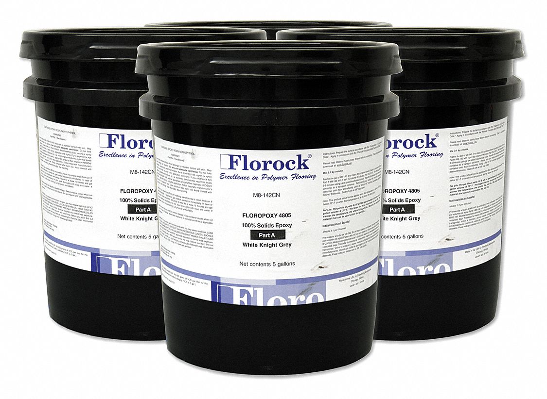 Florock Gloss Epoxy Floor Resin 4805 Kit Gray 20 Gal 19ny94 M