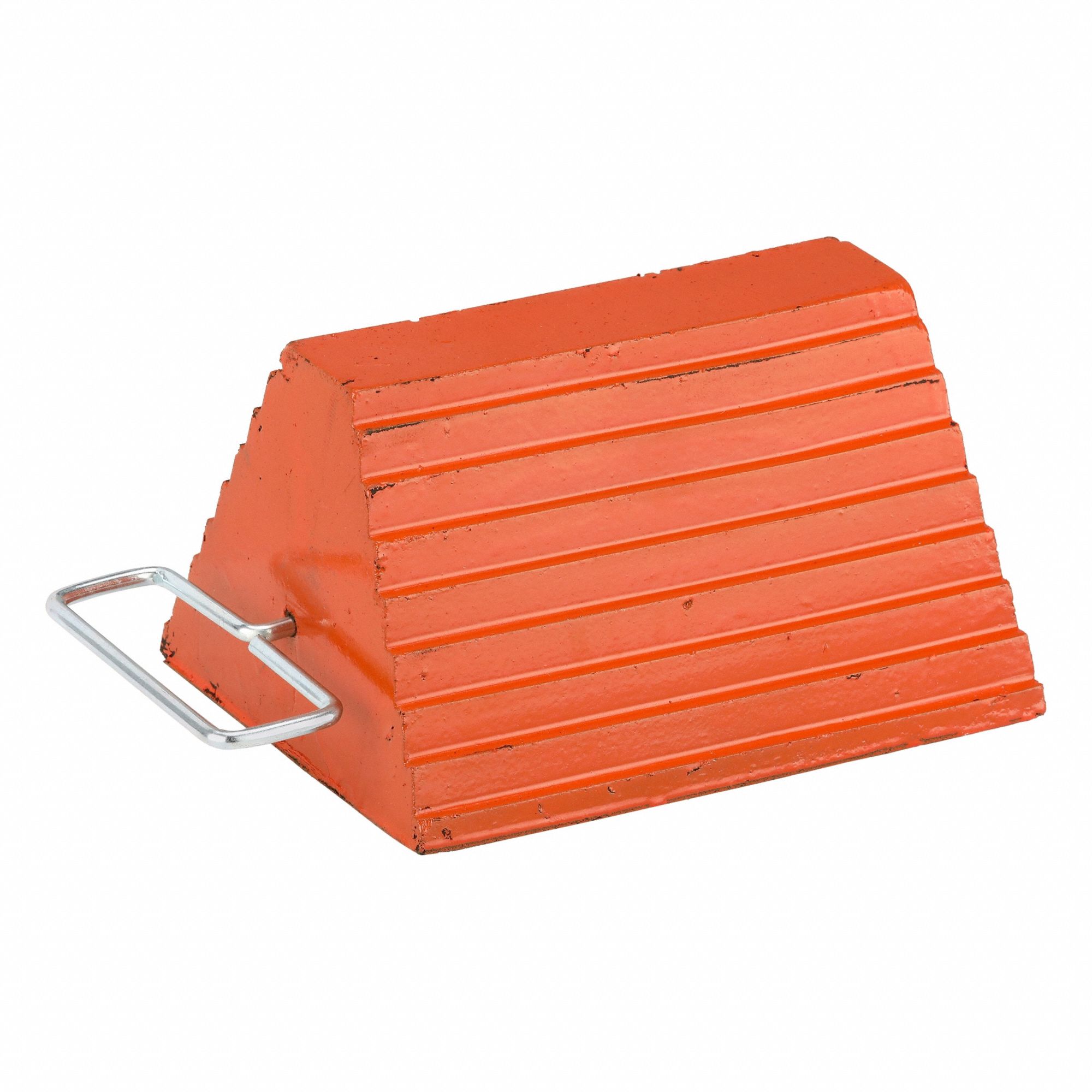 Wheel Chock: Rubber, 9 1/4 in Overall Lg, 8 in Overall Wd, 6 in Overall Ht, 1 Chocks, Orange, Rubber