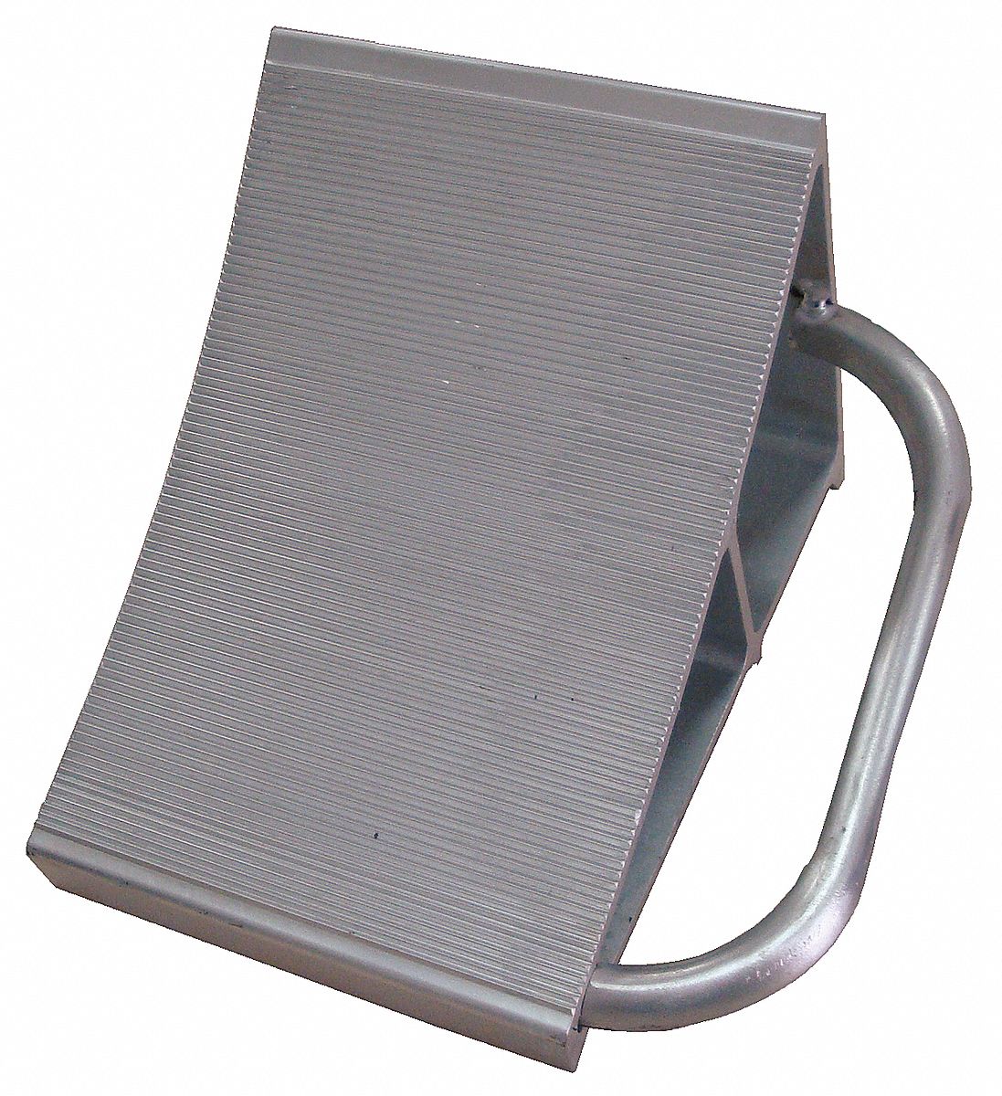 WHEEL CHOCK, ALUMINUM, 7 IN OVERALL L, 11⅝ IN OVERALL W, 8 IN OVERALL H, 1 CHOCK, SILVER
