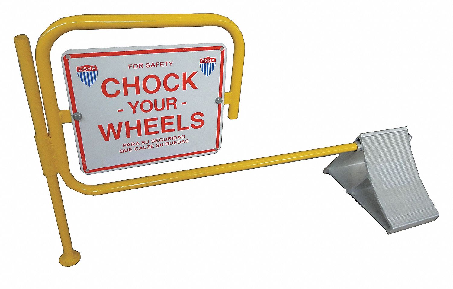 WHEEL CHOCK, ALUMINUM, 7 IN OVERALL L, 11⅝ IN OVERALL W, 8 IN OVERALL H, 1 CHOCK, SILVER