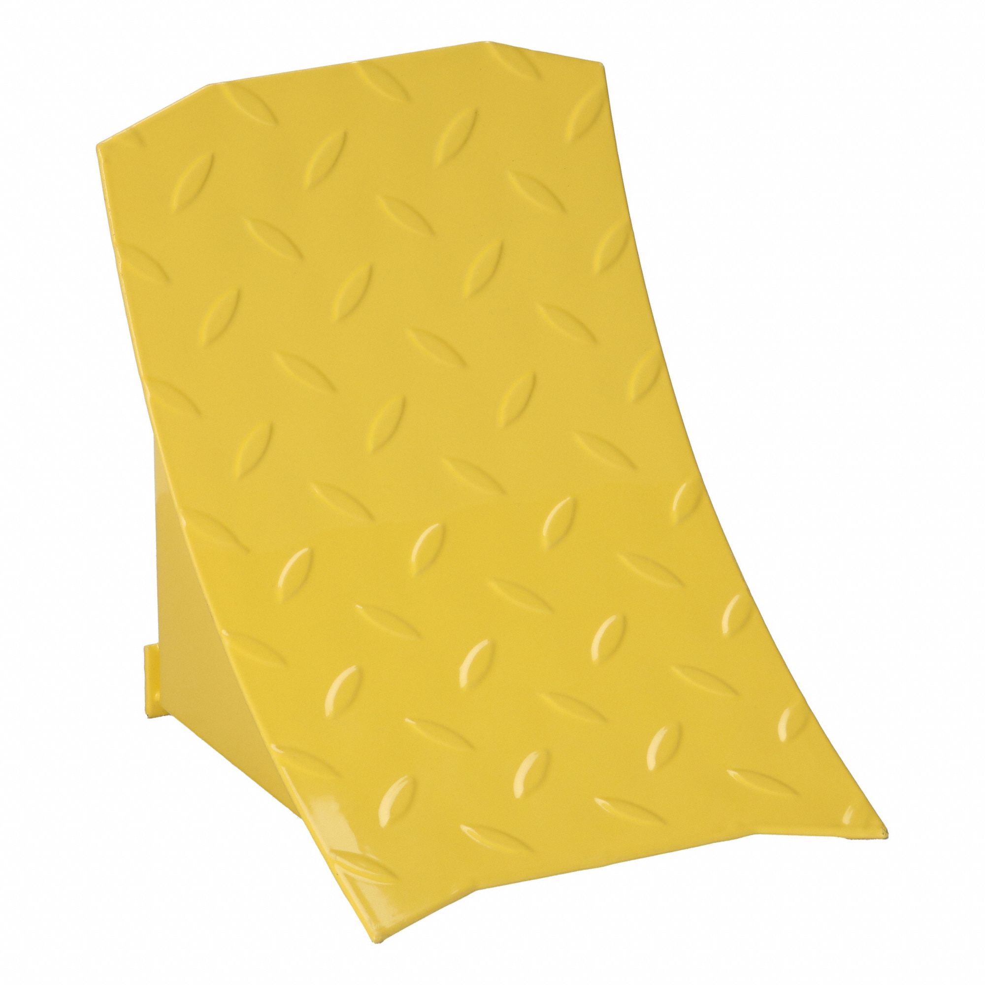 Wheel Chock: Steel, 7 5/8 in Overall Lg, 9 1/4 in Overall Wd, 9 in Overall Ht, 1 Chocks, Yellow