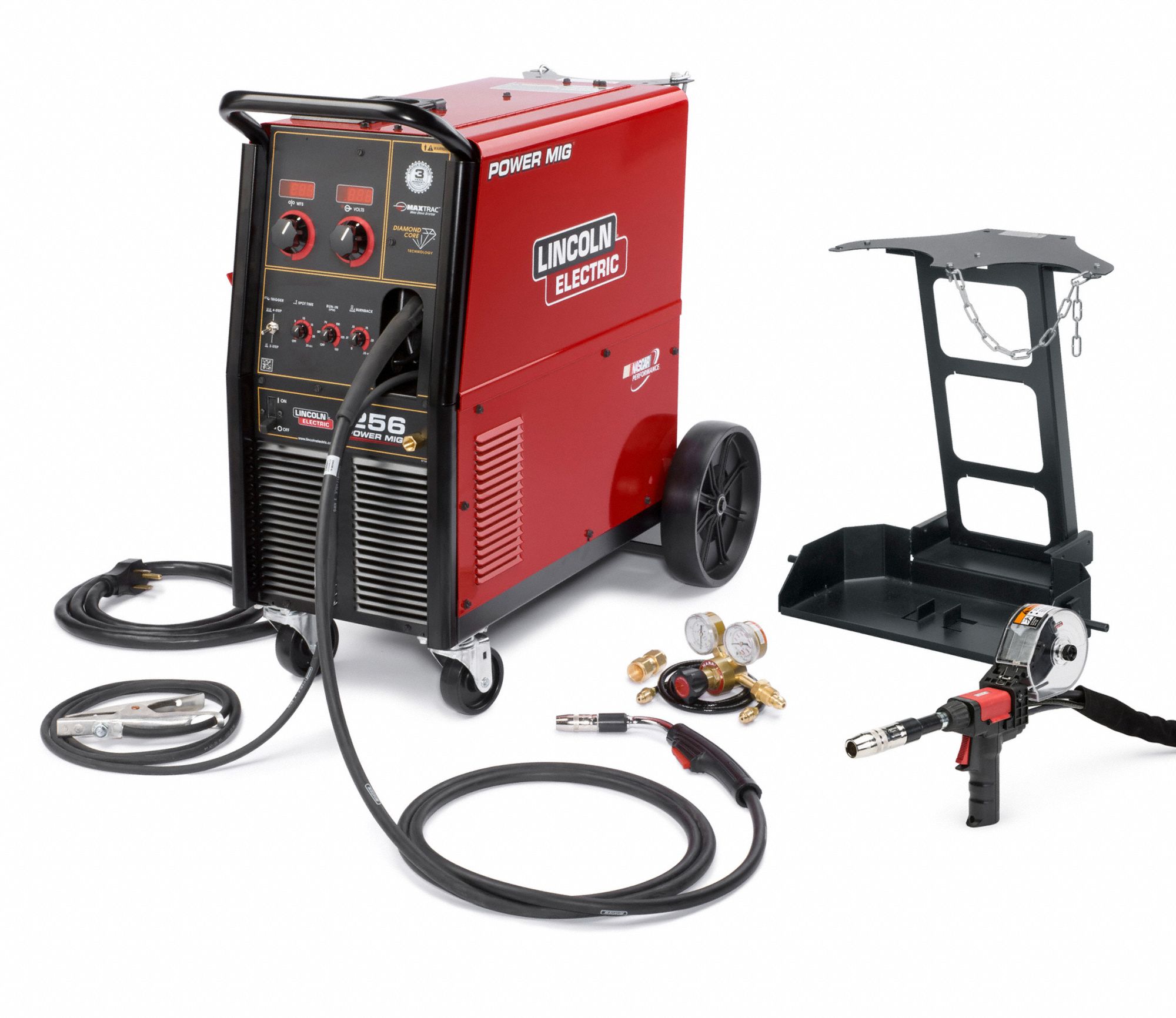LINCOLN ELECTRIC, Power MIG 256, MIG/Aluminum Pack w/Running Gear, MIG