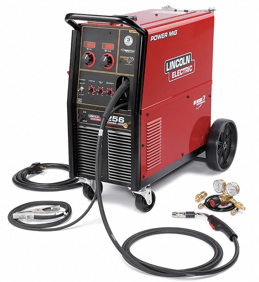 LINCOLN ELECTRIC Mig Welder, Power MIG Series, Input Voltage 208/240V AC, Flux Core, MIG