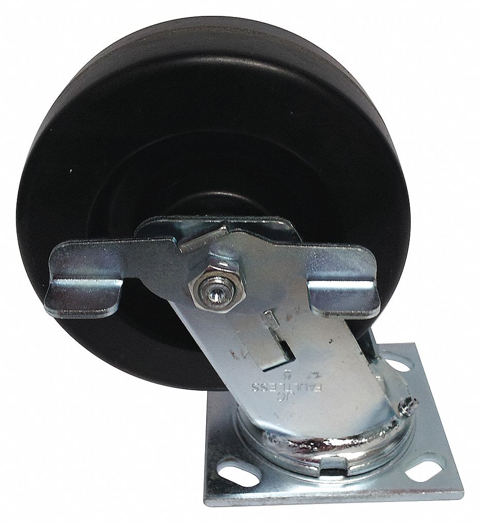SWIVEL CASTER, 900 LB CAPACITY, ROLLOCK BRAKE, 8 IN WHEEL, PHENOLIC/STEEL/ZINC