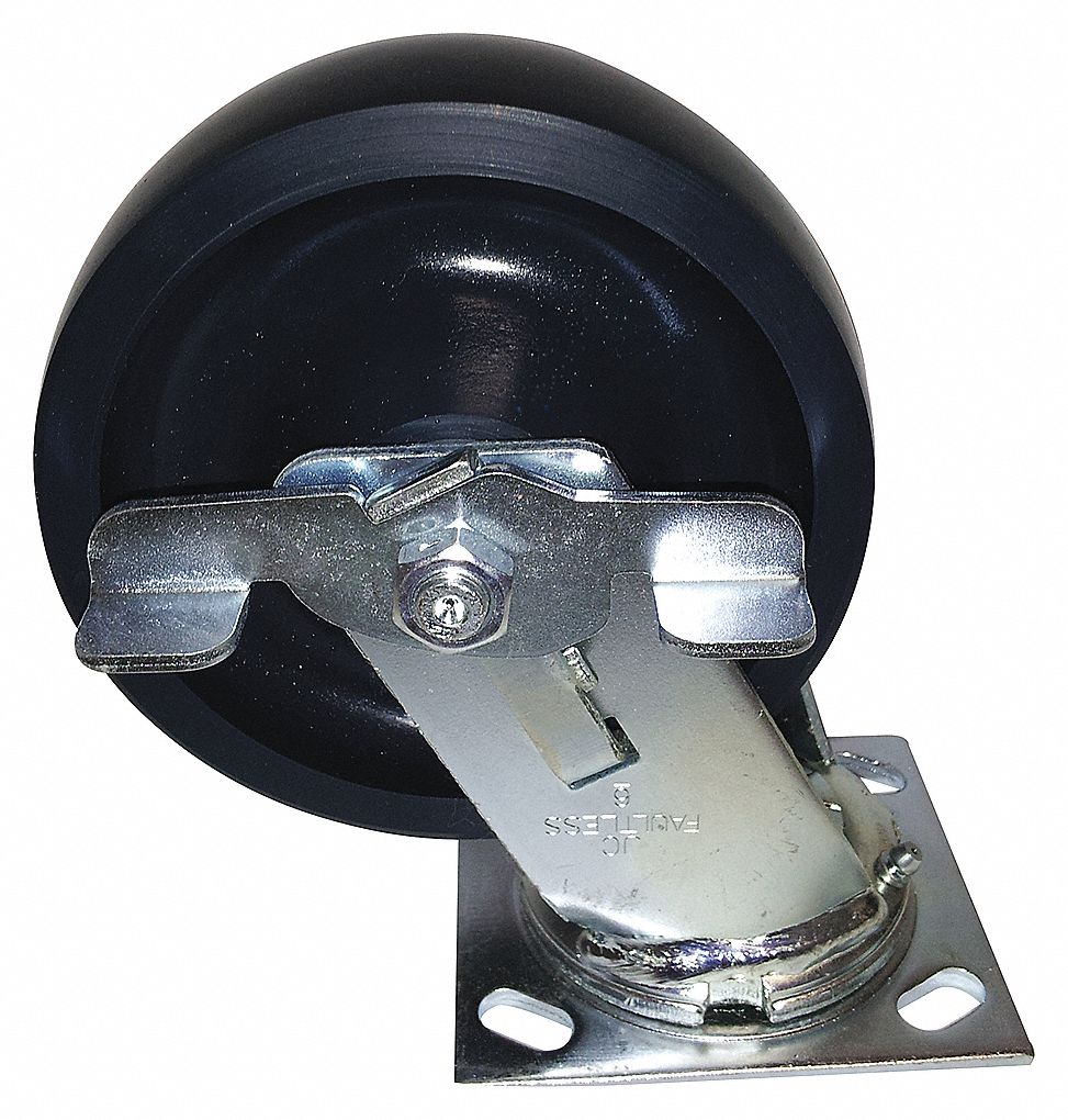 SWIVEL CASTER, 700 LB CAPACITY, 4 IN WHEEL, ROLLOCK BRAKE, PUR/STEEL/ZINC
