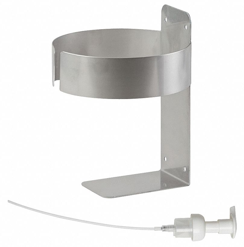 WALL BRACKET AND FOAM PUMP, STAINLESS STEEL, SILVER, 7 IN X 9 IN