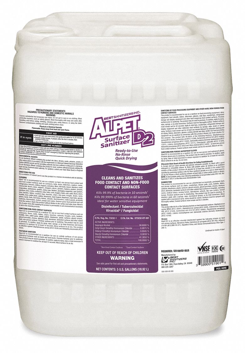 Disinfectant Cleaner and Sanitizer: Bucket, Ready to Use, Liquid, Alcohol