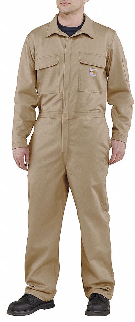 Flame-Resistant Coverall, Khaki, 42 REG
