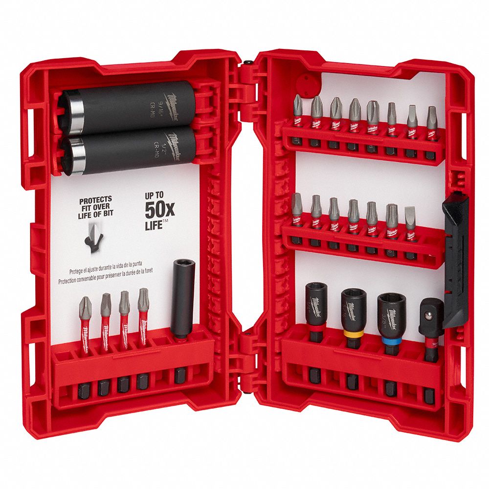 MILWAUKEE, Screwdriver Bit Set, 26 No. of Pieces, Screwdriver Bit Set 19RK0748324408 Grainger