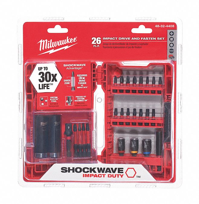 MILWAUKEE 26Piece Screwdriver Bit Set, 1/4 in Hex Shank Size 19RK07