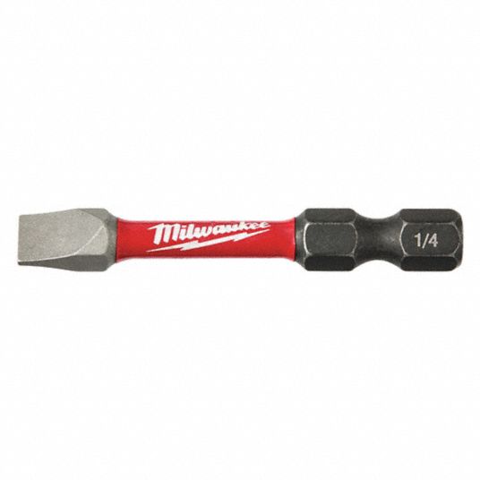 MILWAUKEE Slotted Impact Power Bit, 1/4 in Hex 19RK1548324918