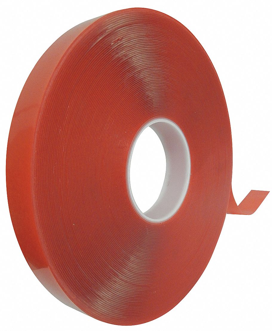 Double-Sided Foam Tape: Transparent, 1/2 in x 36 yd, 1/32 in Tape Thick, Acrylic, Indoor Only