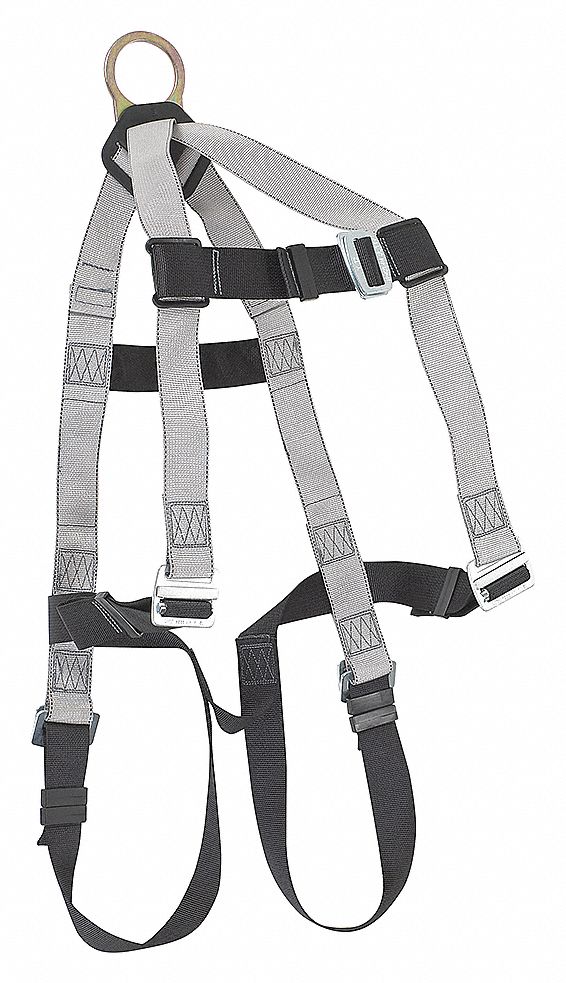 HARNESS, VEST STYLE, FALL ARREST, PASS-THROUGH, ECONOMY, 310 LB, SZ XL, STEEL W POLYESTER WEBBING