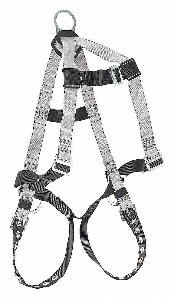 HARNESS, VEST STYLE, TONGUE BUCKLE, ECONOMY, 310 LB, SZ XL, STEEL W POLYESTER WEBBING