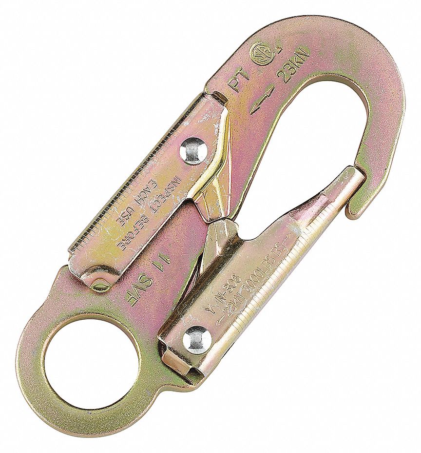 DYNAMIC SNAP HOOK, DOUBLE LOCK SWIVEL, GOLD, STEEL - Carabiners for Fall  Protection - DSIFP9652HS