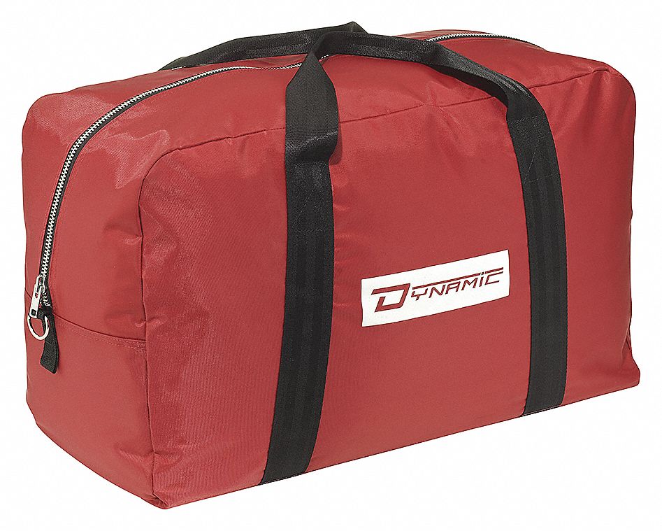 EQUIPMENT BAG, LARGE, WITH STRAPS/ZIPPER, FOR FALL KIT, RED, 23 1/2 X 11 3/4 X 12 1/2 IN