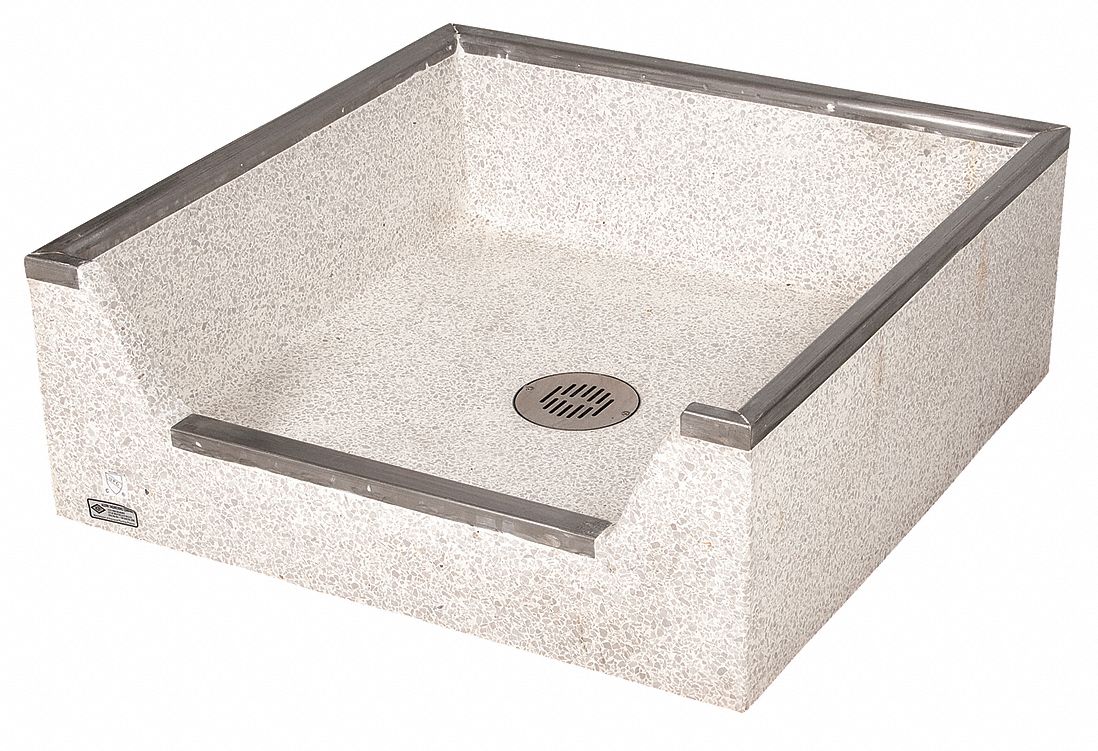 TERRAZZO DROP FRONT MOP SINK, TAN, 28 IN BOWL SIZE, 3 IN DRAIN OPENING