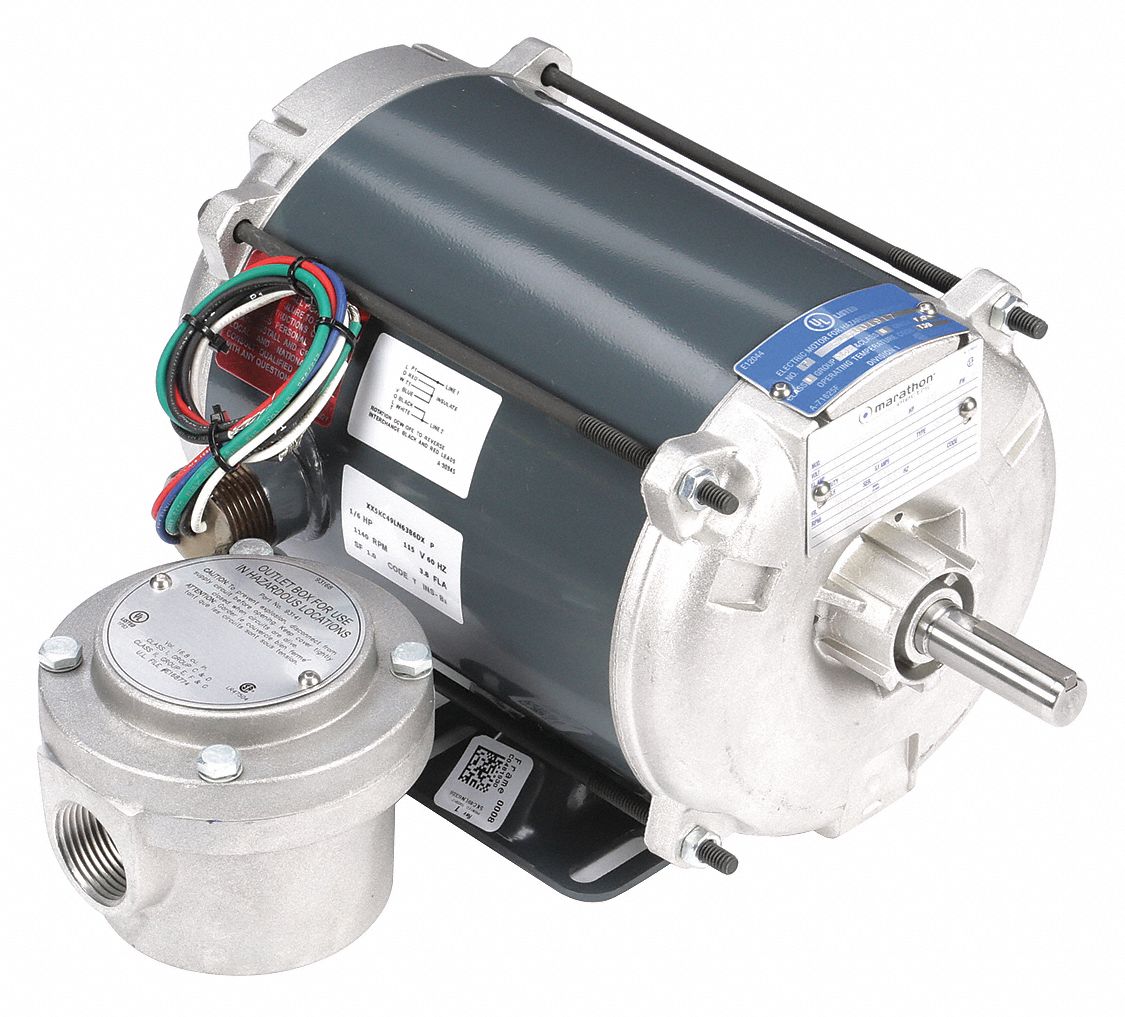 MARATHON MOTORS Hazardous Location Motor, 1/6 HP, Hazardous Location