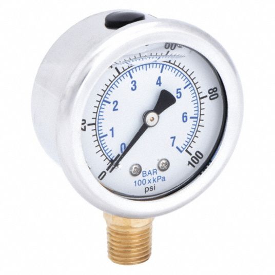 PIC GAUGES, 0 to 100 psi ( 0 to 7 bar ), 2 in Dial, Industrial Pressure ...