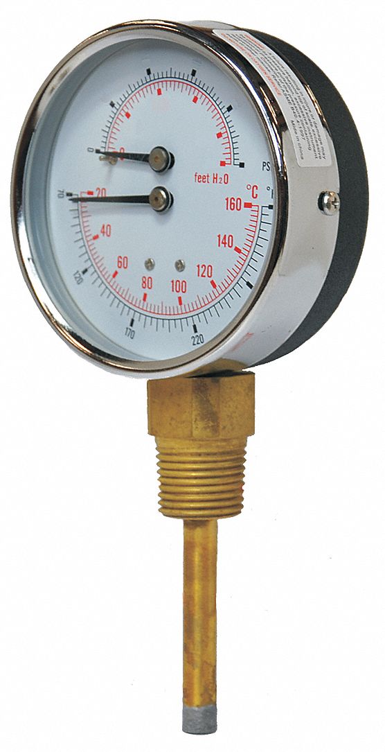 19RZ41 - Boiler Gauge Round 0-100 psi 80 to 320F