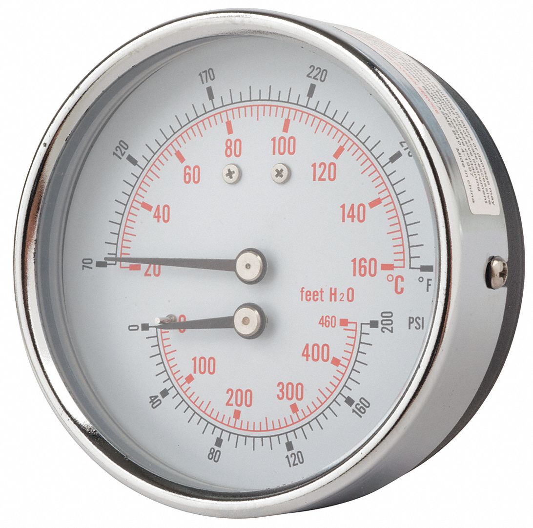 19RZ44 - Boiler Gauge Round 0-200 psi 80 to 320F