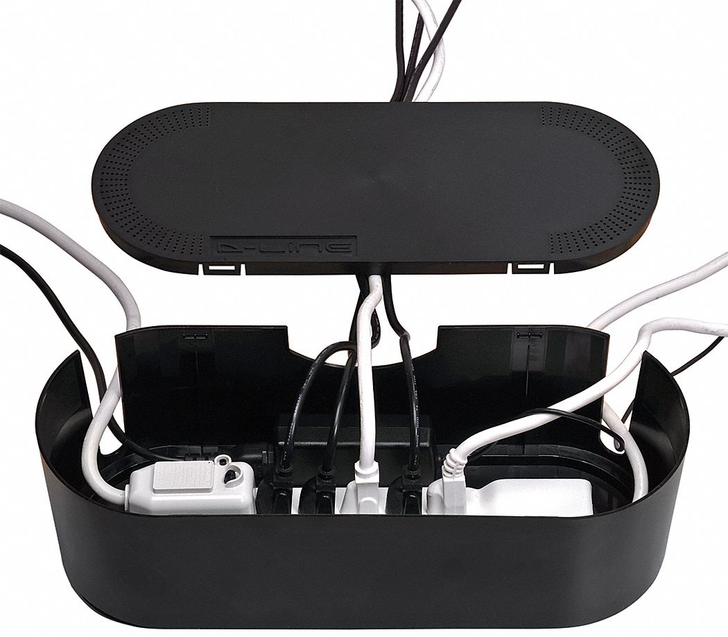 DLINE ABS Cable Management Box For Use With 52NY41, Black 19RZ89US