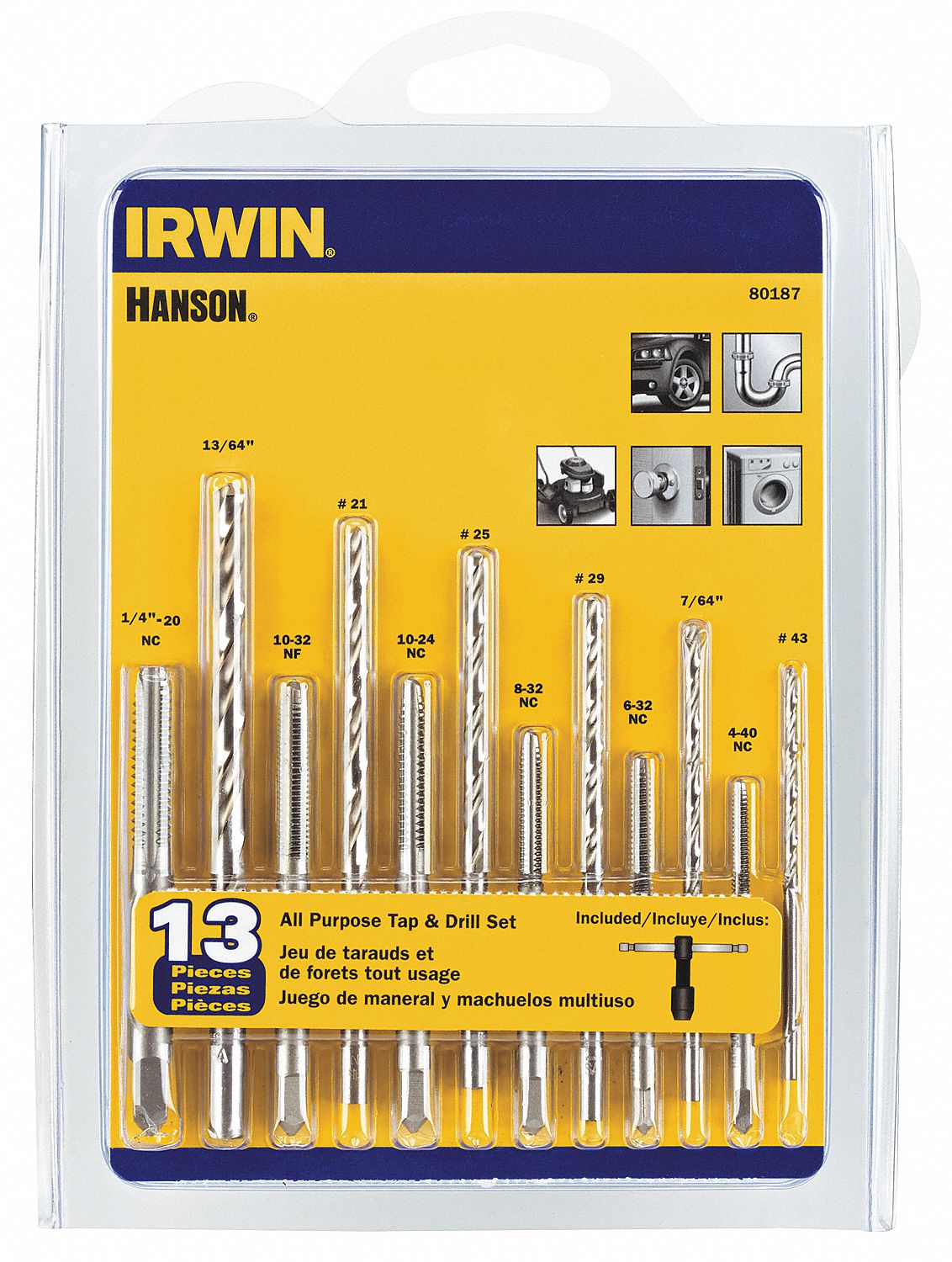 IRWIN HANSON Drill Bit and Tap Set 13 Pieces, 440 Smallest Thread