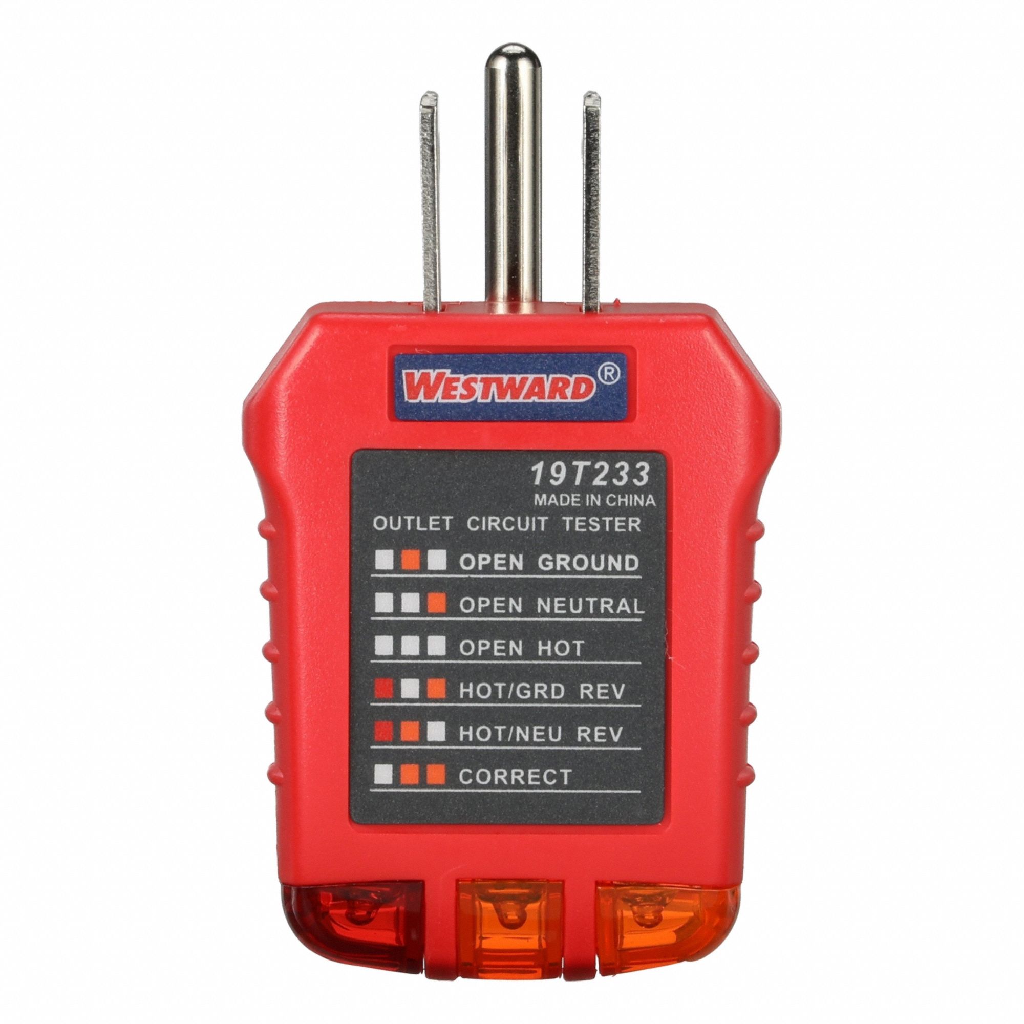 Receptacle Tester: 110 V AC to 125 V AC, 5-15P, Light, No Display, Faulty Wiring