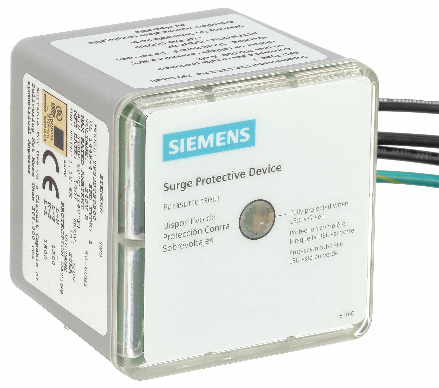SIEMENS, Three Phase, 240V AC Delta, Surge Protection Device 19T319
