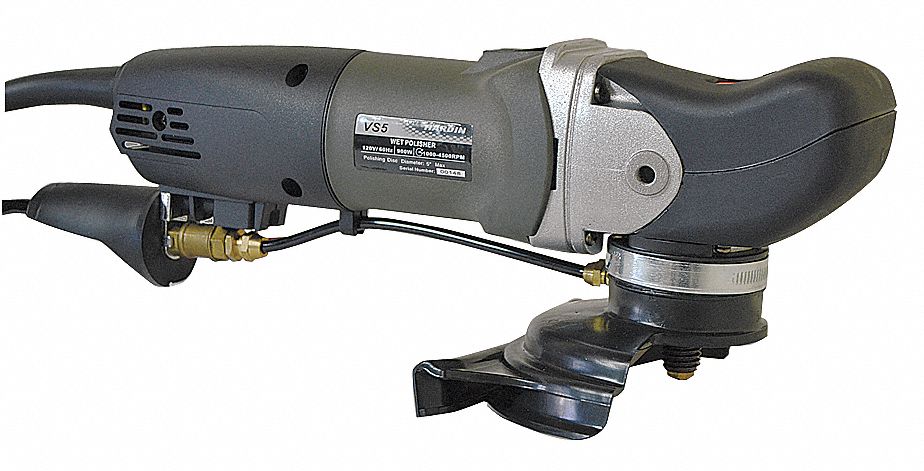 Wet Polisher: 5 in Max., Threaded Shank, Right Angle with Front Grip, 0 Accessories, 120 V