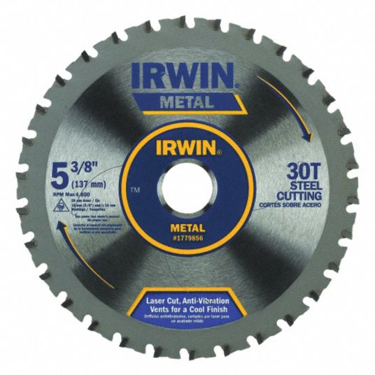 IRWIN, 5 3/8 in Blade Dia., 30 Teeth, Circular Saw Blade - 19TF20 ...