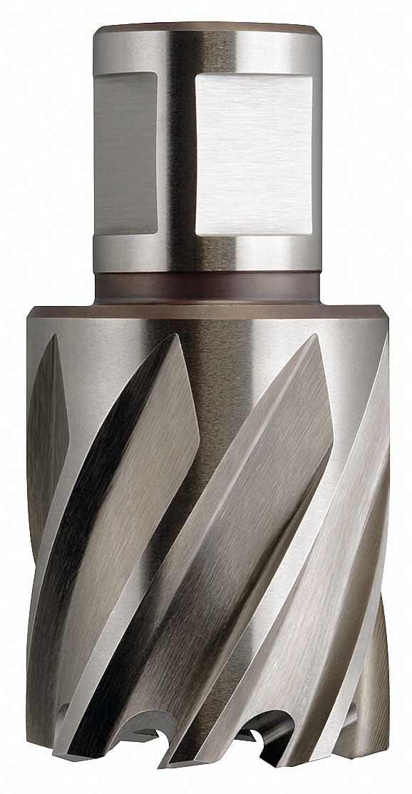 Annular Cutter: 1 in Cutter Dia, 1 in Max Cutting Dp, Bright, High Speed Steel