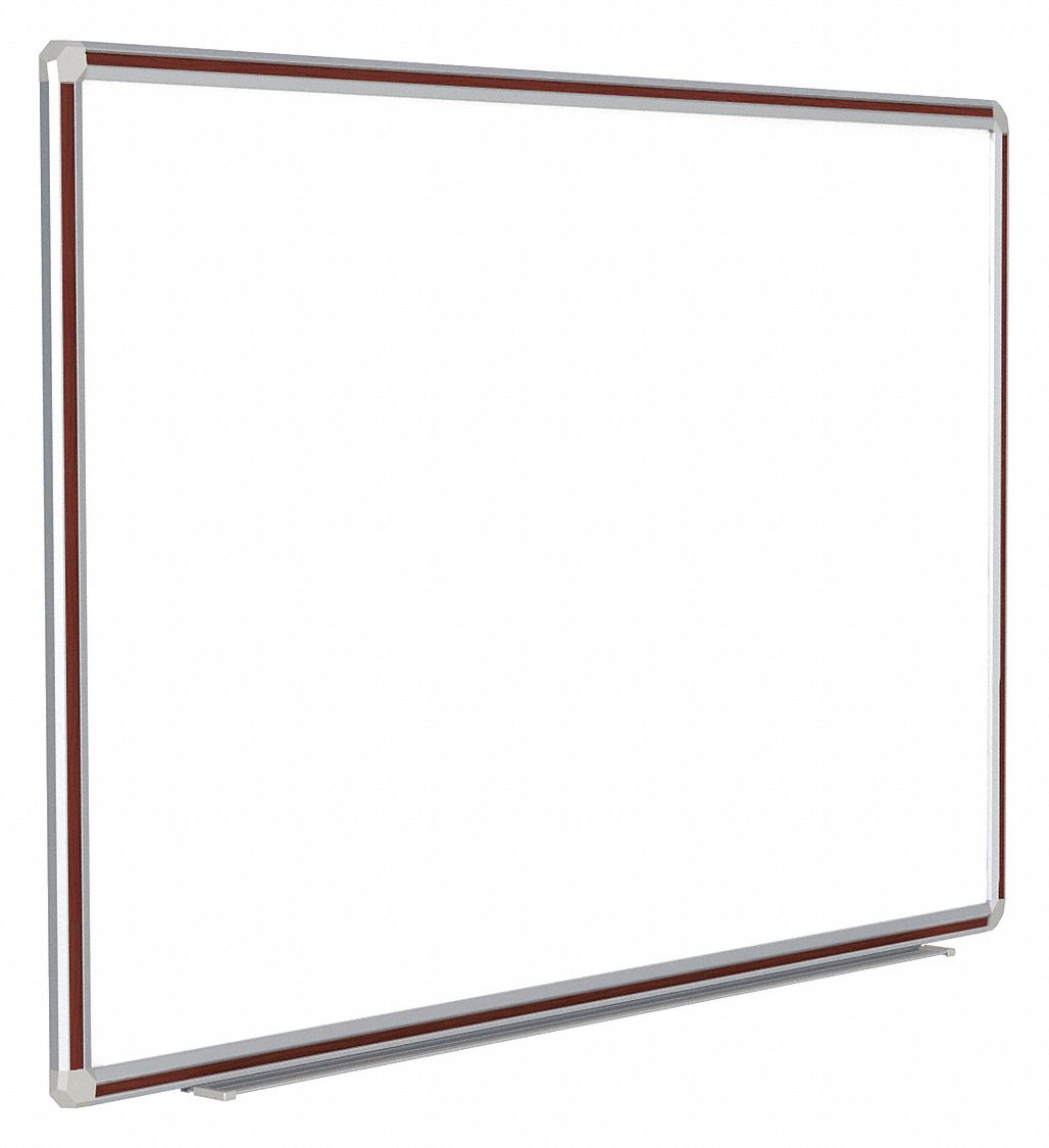 Dry Erase Board: Porcelain, Framed Style, Aluminum Frame, 48 in Overall Ht, 72 in Overall Wd