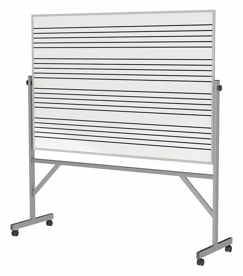Mobile/Casters, 78 1/4 in Dry Erase Ht, Dry Erase Music Staff Board