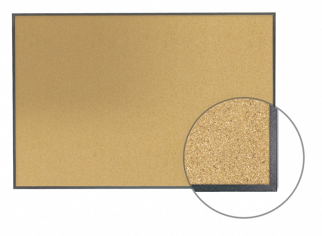 PushPin Bulletin Board, Cork, 48 1/2 inH x 72 1/2 inW, Natural Grainger