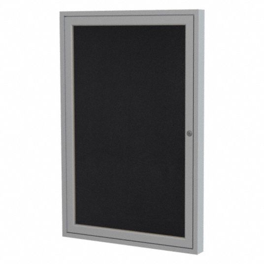GHENT Enclosed Bulletin Board: Recycled Rubber, 24 in Wd, 36 in Ht, (2 ...