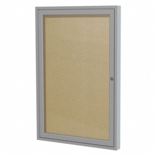 GHENT Enclosed Bulletin Board: Vinyl, 18 in Wd, 24 in Ht, Locks/(2 ...