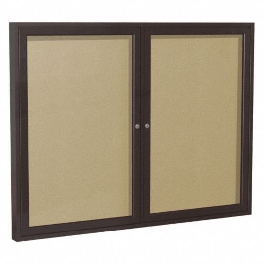 GHENT, Vinyl, 48 in Wd, Enclosed Bulletin Board 19TR27PB23648VX181