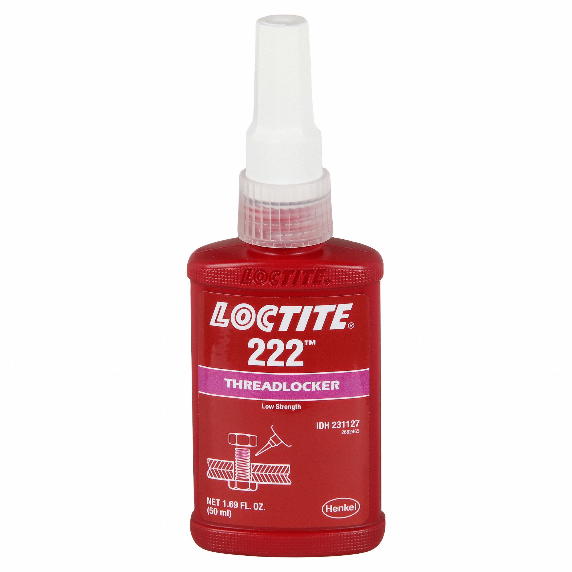 LOCTITE Low-Strength Threadlocker: 222, Purple, Oil Tolerant, 1.69 fl oz,  Bottle, 1 EA