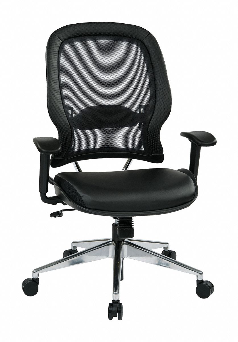 Desk Chair Leather Black 18-22 Seat Ht
