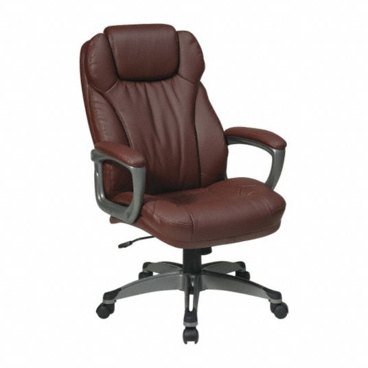 OFFICE STAR Desk Chair, Desk Chair, Red, Leather, 17 in to 20 in