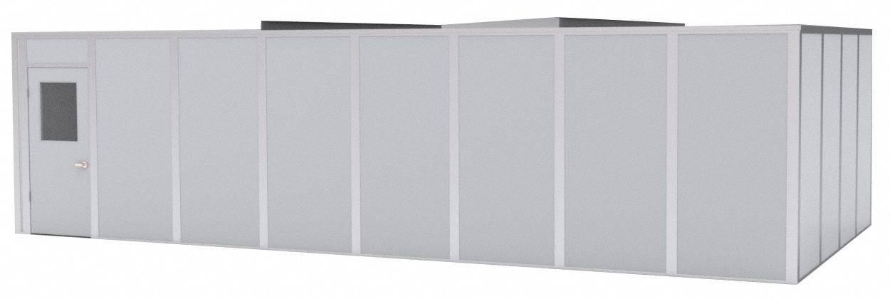 Modular In-Plant Office: 32 ft x 12 ft x 8 ft, 4 Walls, Steel-Covered Drywall, Gray