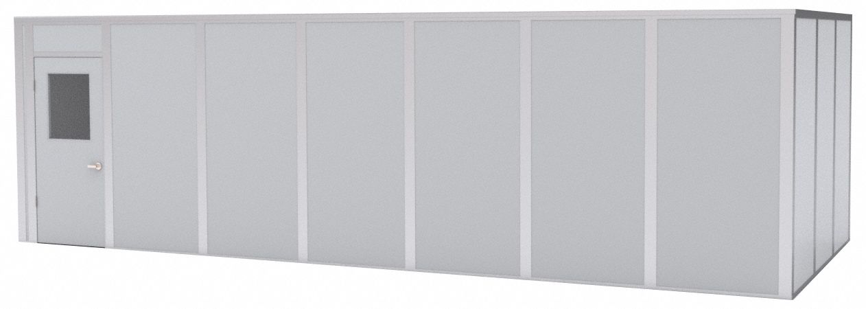 Modular In-Plant Office: 28 ft x 12 ft x 8 ft, 4 Walls, Steel-Covered Drywall, Gray
